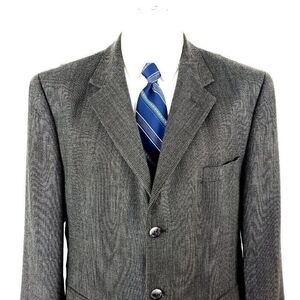 Stafford Executive‎ Wool Silk 3 Button Sport Coat 42R Black White Check
